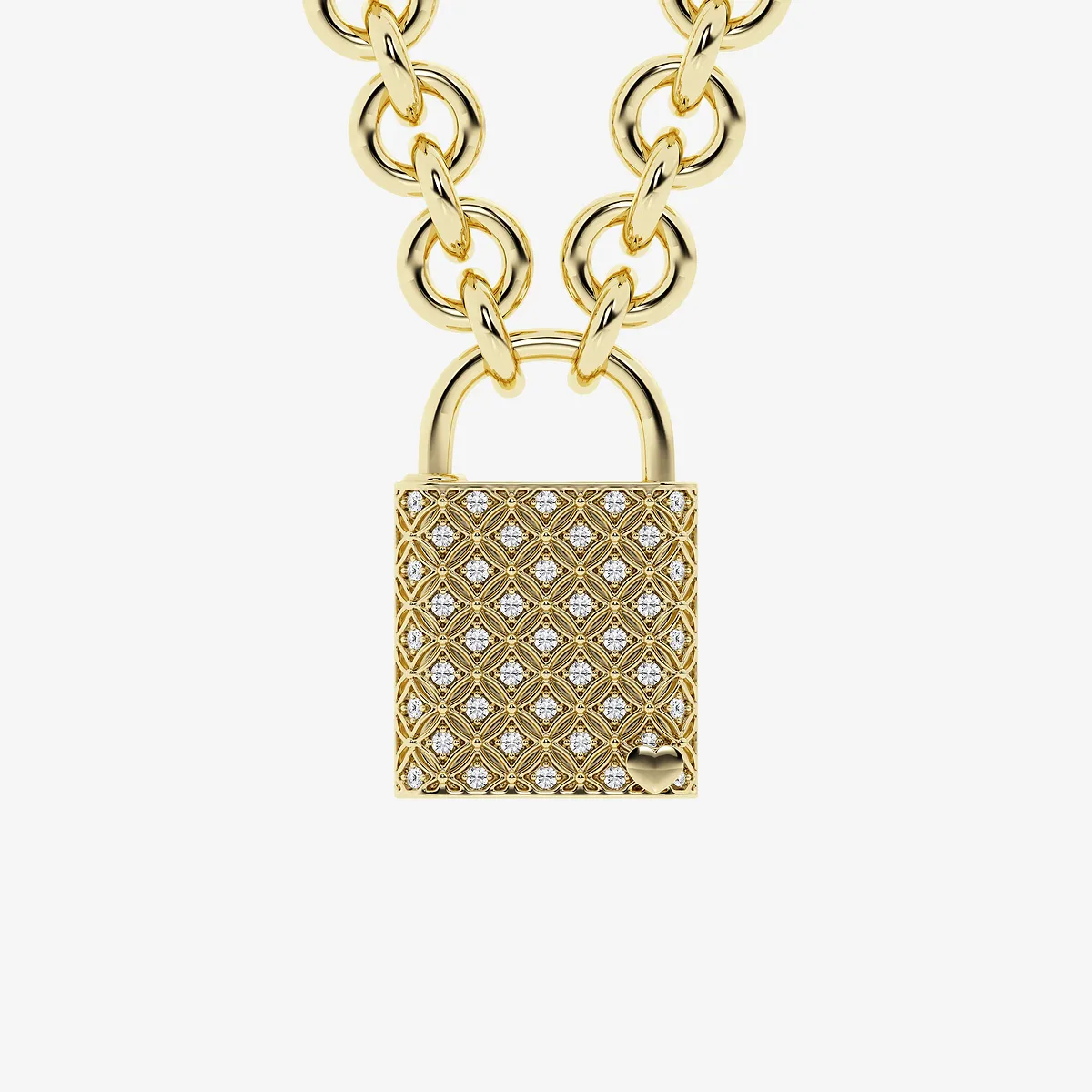 Lab Grown Diamond Filigree Lock Pendant Sterling Silver