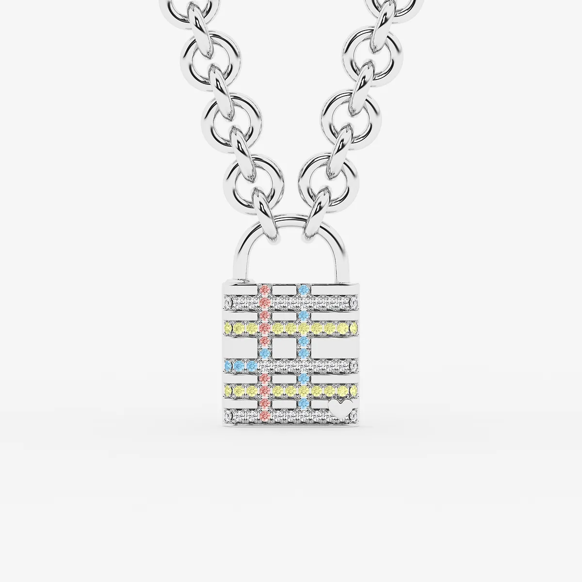 Seville Lab Grown Diamond Plaid Lock Pendant SS with Plating
