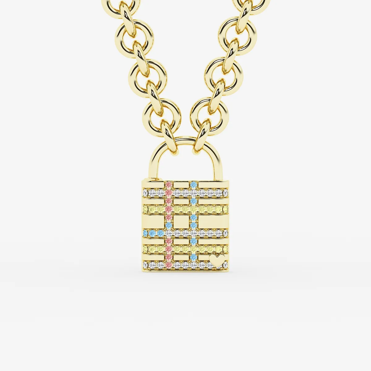 Seville Lab Grown Diamond Plaid Lock Pendant SS with Plating