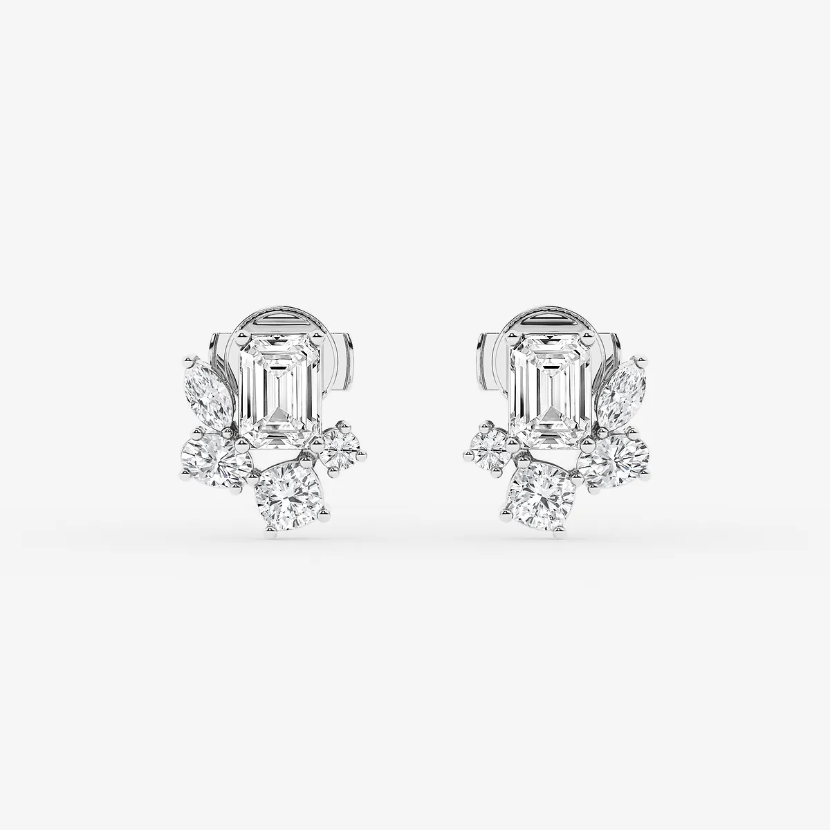 Multi-Shape Lab Grown Diamond Five stone Stud Earrings