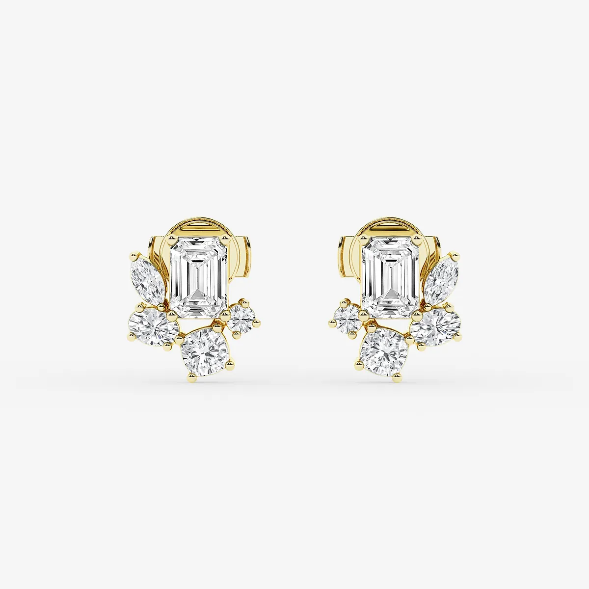 Multi-Shape Lab Grown Diamond Five stone Stud Earrings