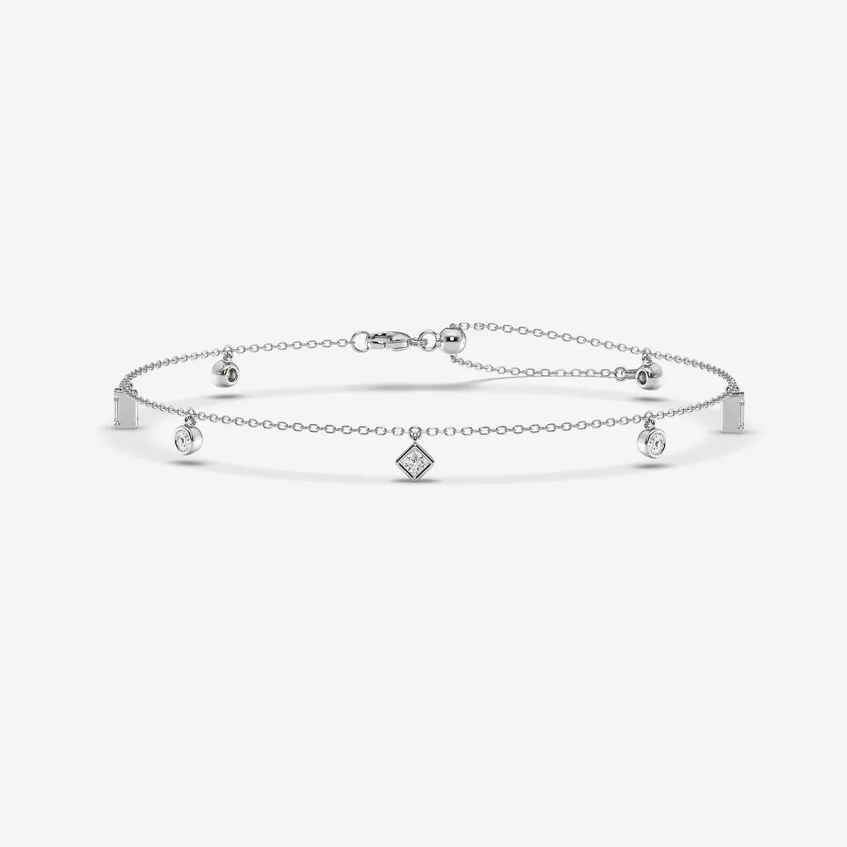 1 Multi-Shape Lab Grown Diamond Dangle Charm Anklet