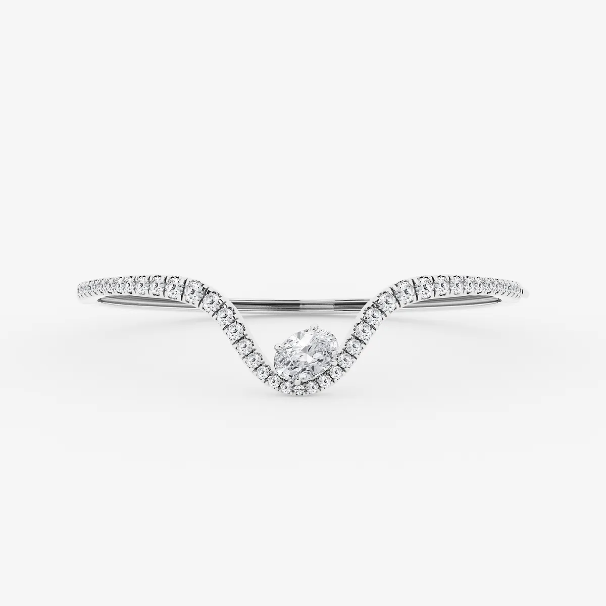 Lab Grown Diamond Curve Bangle Bracelet - 7 Inches, E