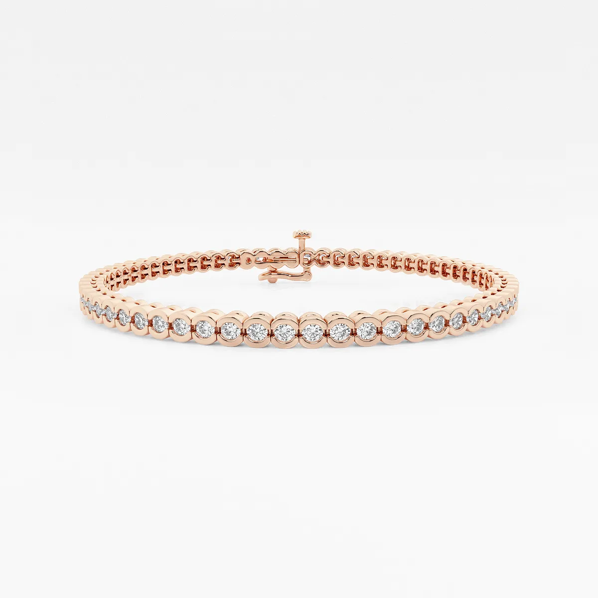 Lab Grown Diamond Half Bezel Tennis Bracelet - 7 Inches