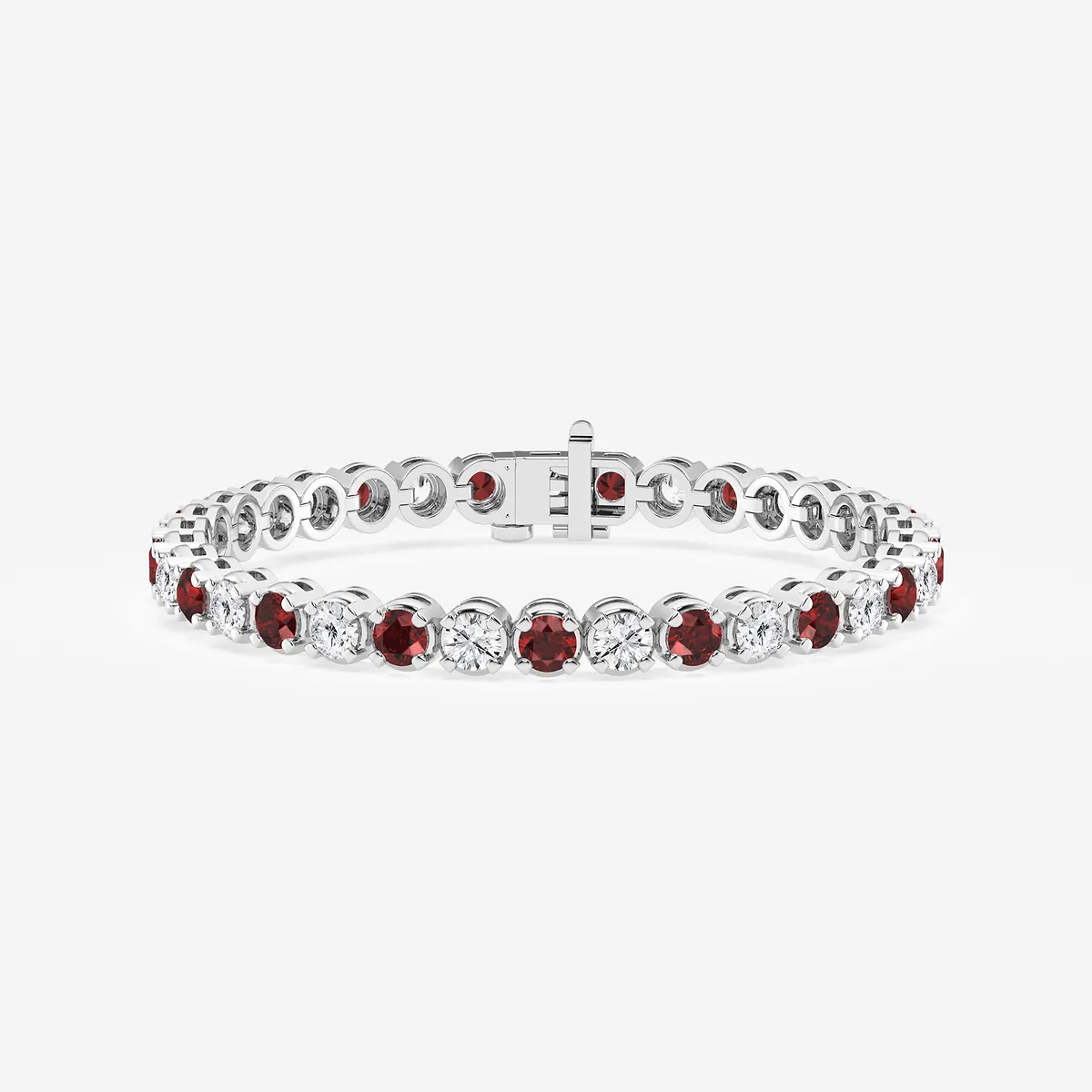 Created Ruby and Lab Grown Diamond Four-Prong Tennis Bracelet - 8 Inches
