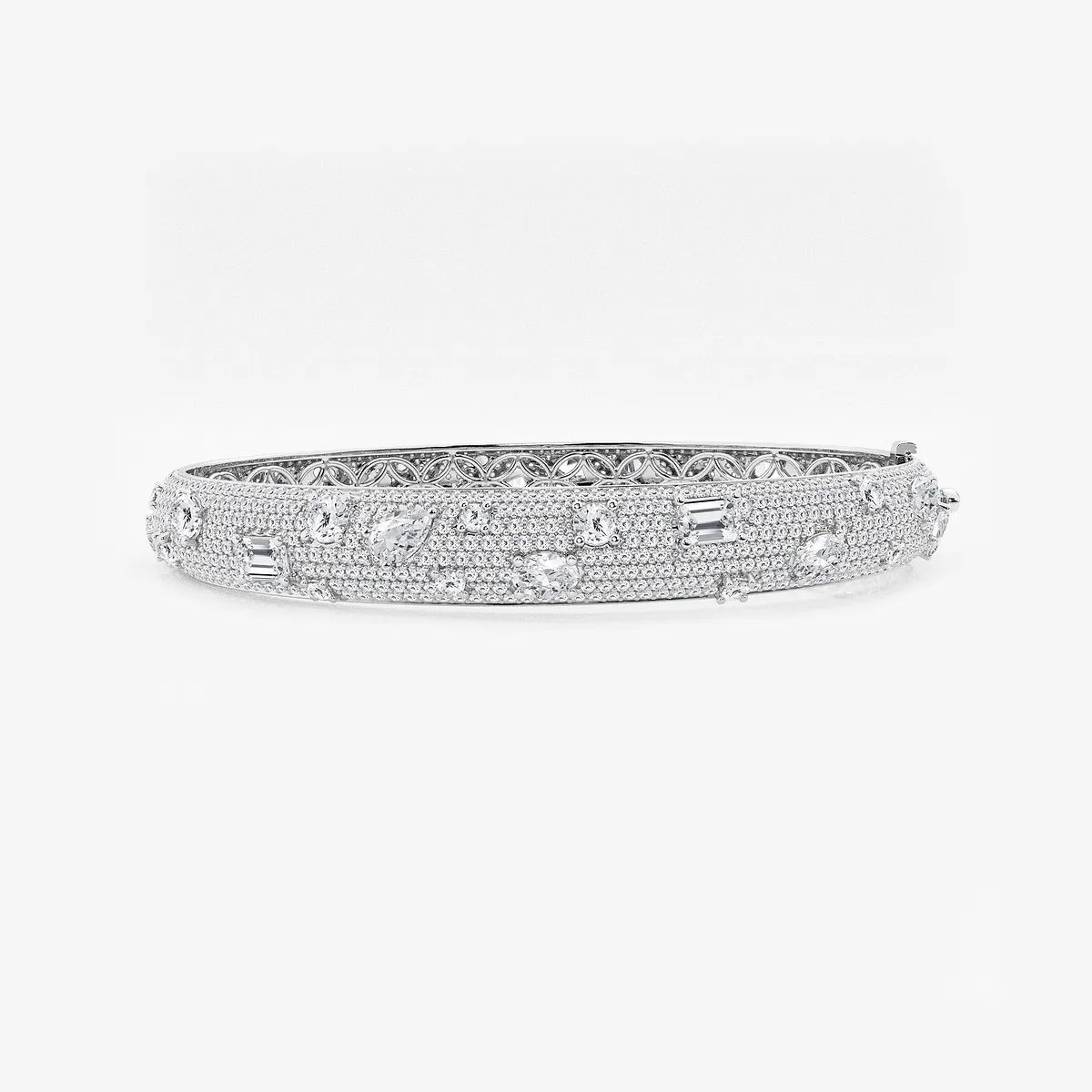 7 Multi-Shape Lab Grown Diamond Scatter Bangle Bracelet - 7 Inches