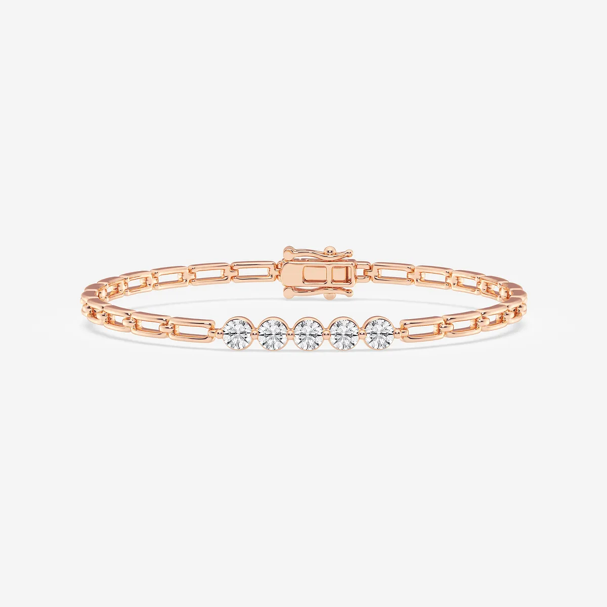 Lab Grown Diamond Adjustable Five Stone Bracelet - 7 Inches