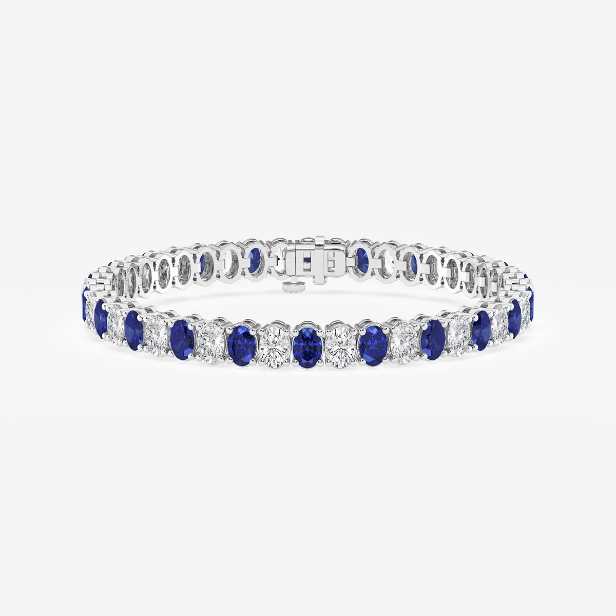 Created Sapphire and Lab Grown Diamond Four-Prong Tennis Bracelet - 7 Inches