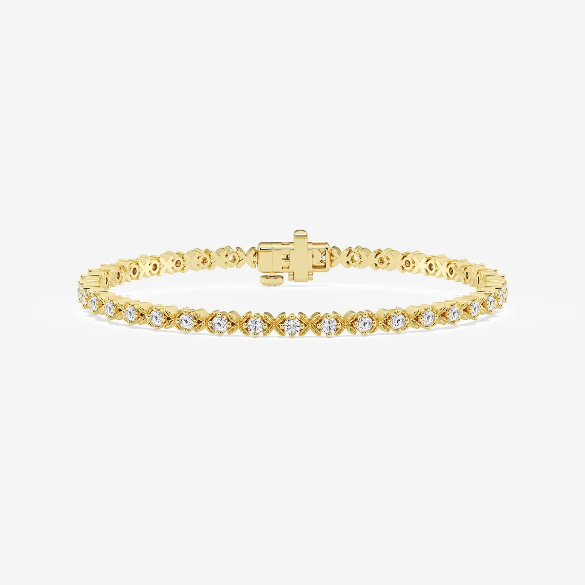 Lab Grown Diamond Beveled X Tennis Bracelet - 7 Inches
