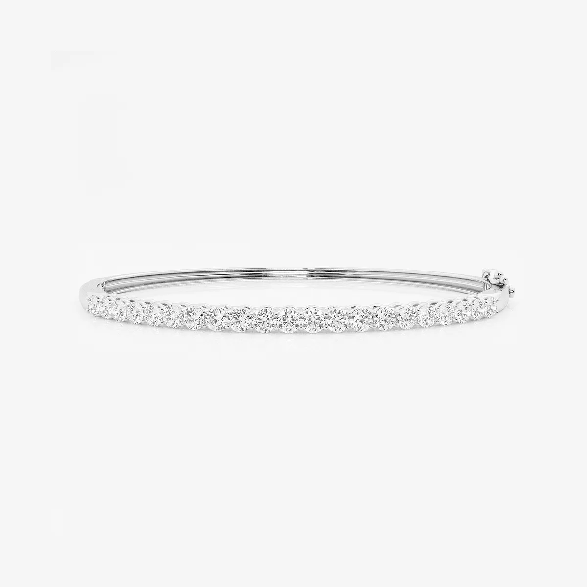 Lab Grown Diamond Shared Prongs Bangle Bracelet - 7 Inches, | 2 Center