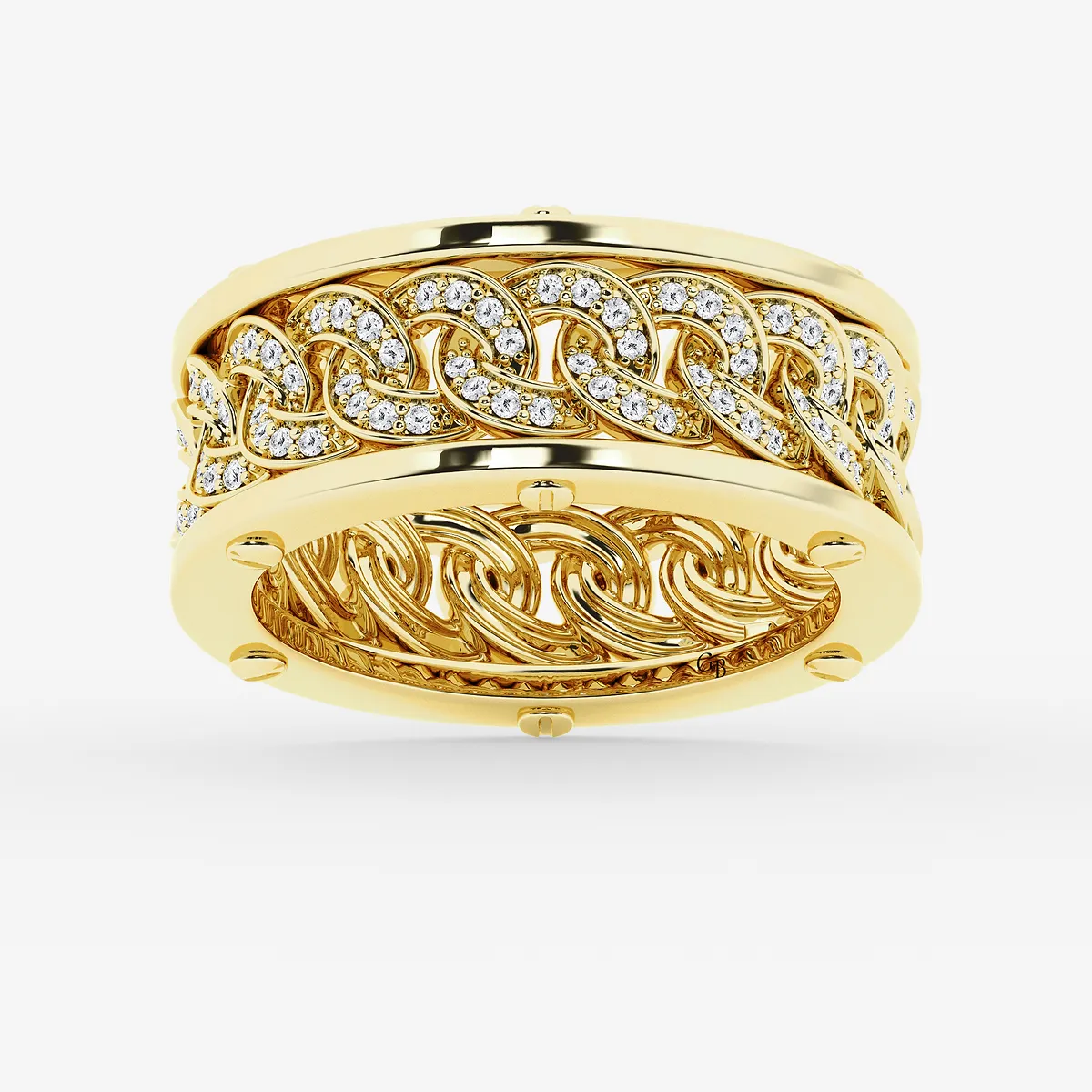 Lab Grown Diamond Cuban Link Eternity Band - 9.3mm Width