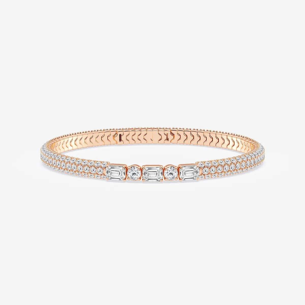 7 & Lab Grown Diamond Rollover Flexible Bangle Bracelet - 7 Inches