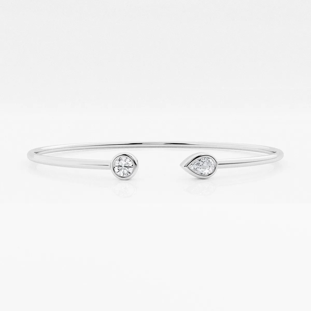 and Lab Grown Diamond Open Bangle Bracelet - 7 Inches