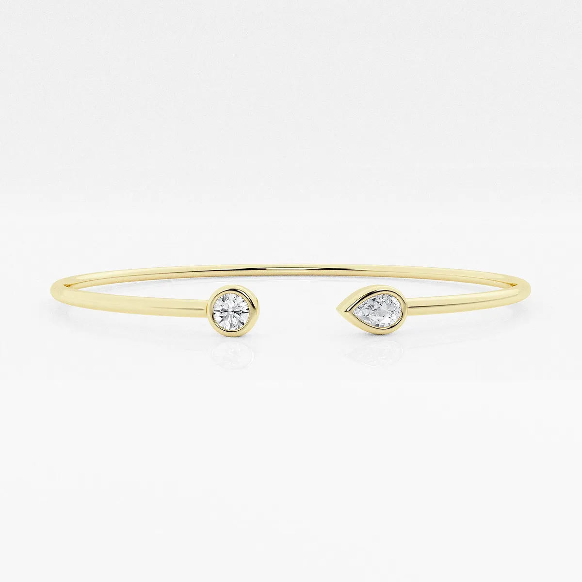 and Lab Grown Diamond Open Bangle Bracelet - 7 Inches