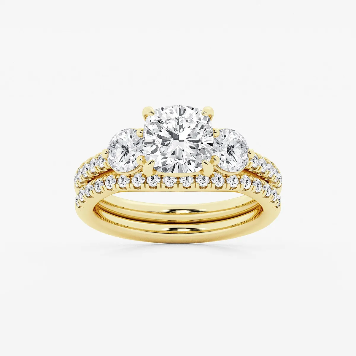 Passion 4 Lab Grown Diamond Three-Stone Bridal Set, E