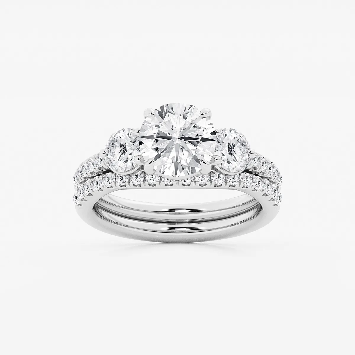 Passion 4 Lab Grown Diamond Three-Stone Bridal Set, E