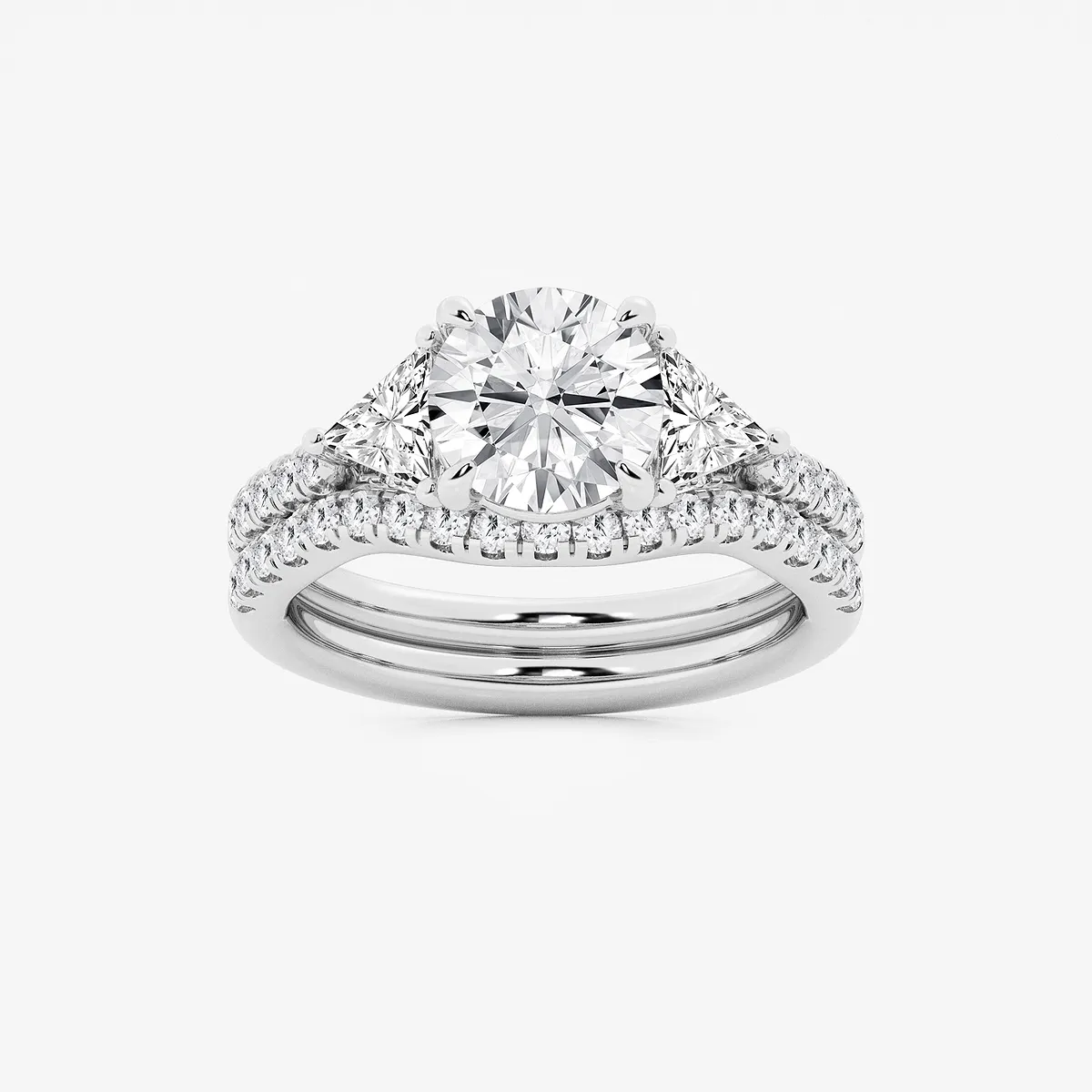 Destiny 4 Lab Grown Diamond Three-Stone Bridal Set, E