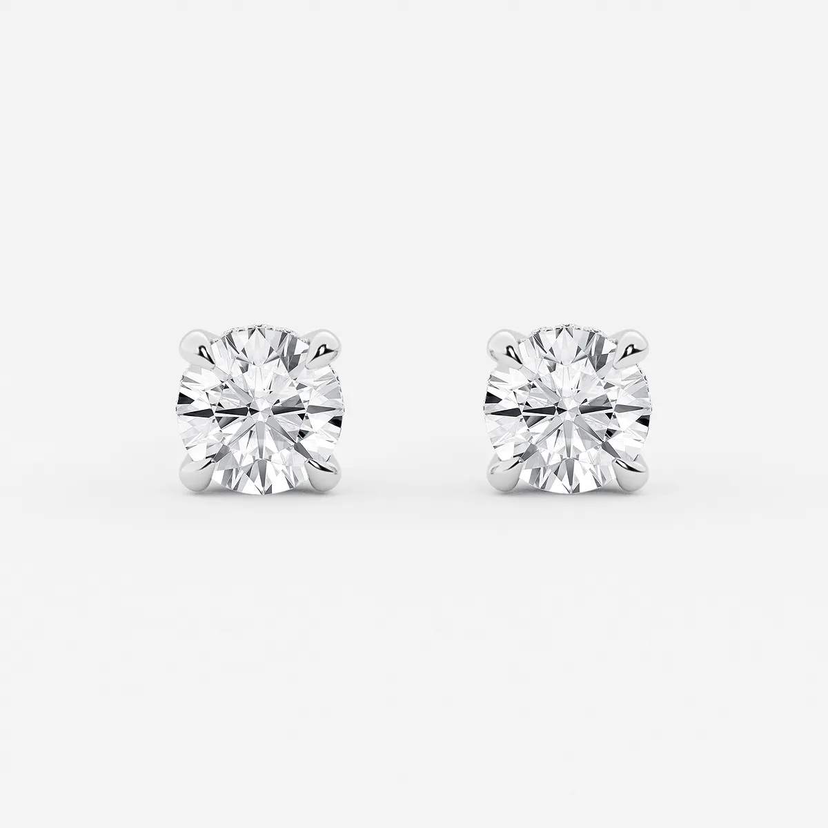 Lab Grown Diamond Hidden Halo Basket Stud Earrings, E