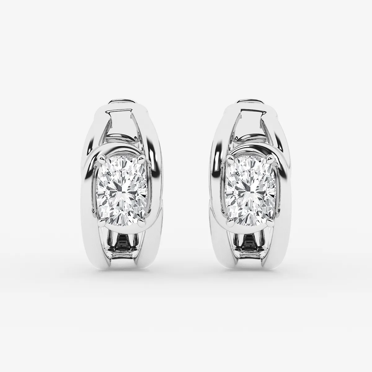 Elongated Lab Grown Diamond Curve Huggie Hoop Earrings, E