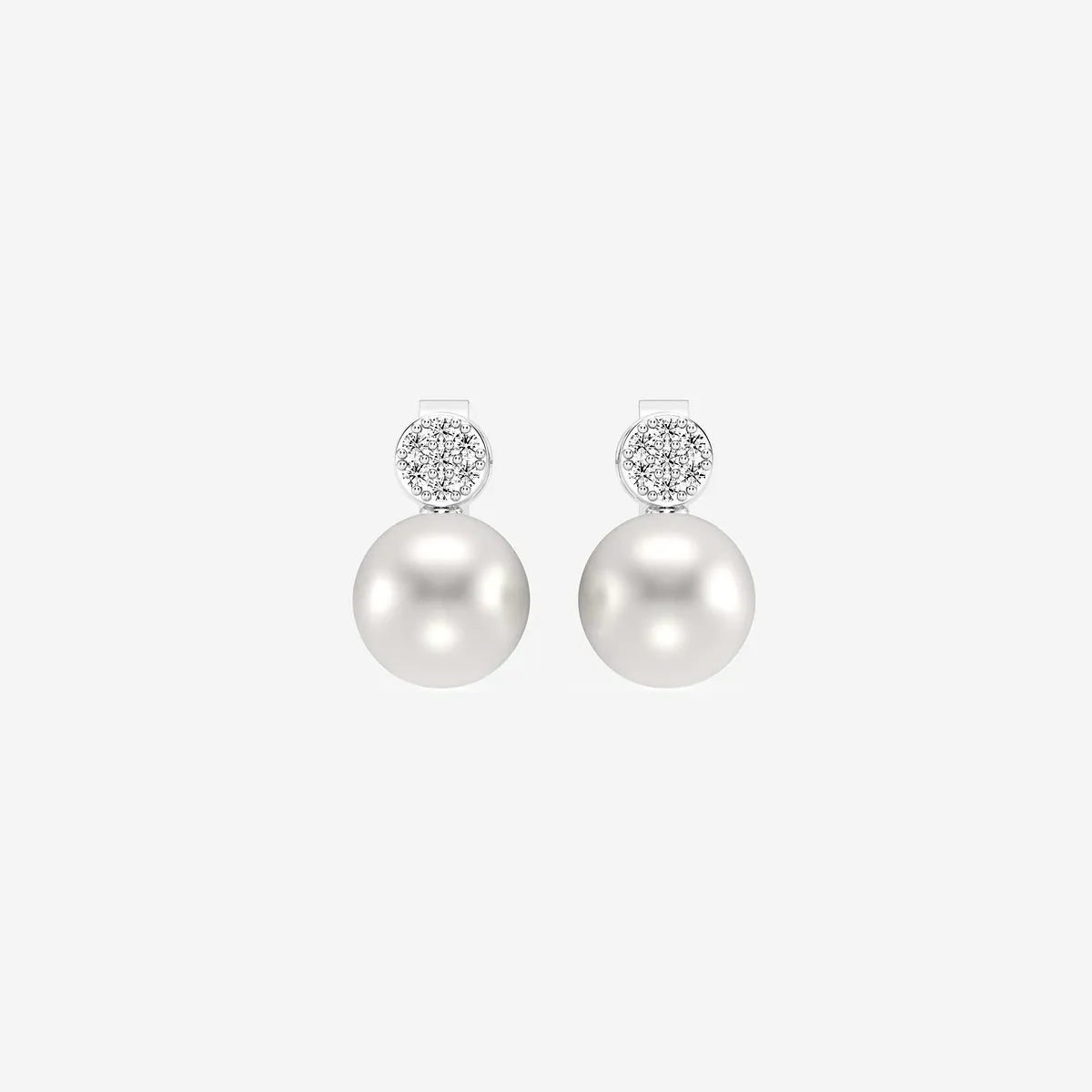 7.5 - 8.0 mm Cultured Freshwater Pearl and Lab Grown Diamond Stud Earrings