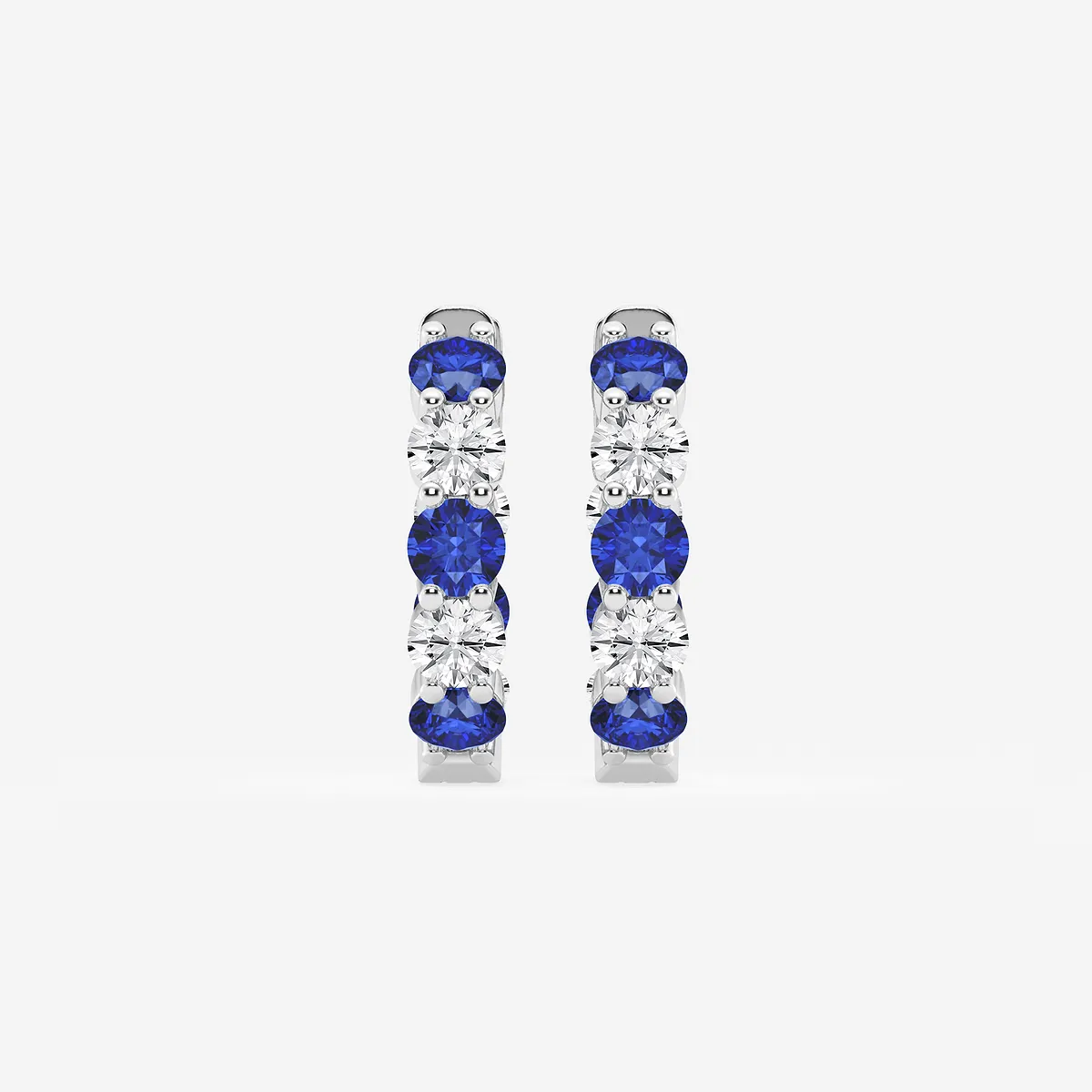 4 mm Created Sapphire and Lab Grown Diamond Inside Out Hoop Earrings