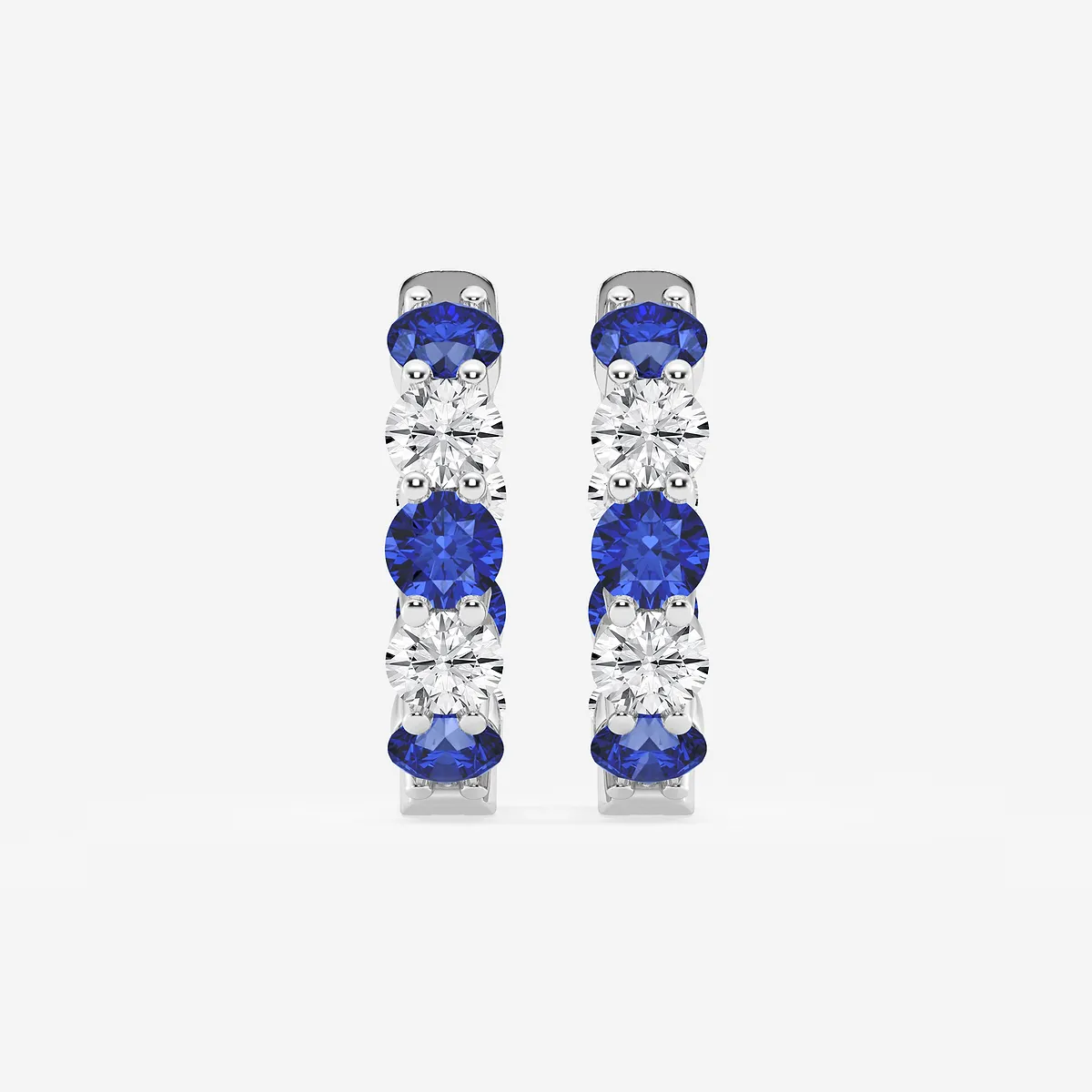 4 mm Created Sapphire and Lab Grown Diamond Inside Out Hoop Earrings