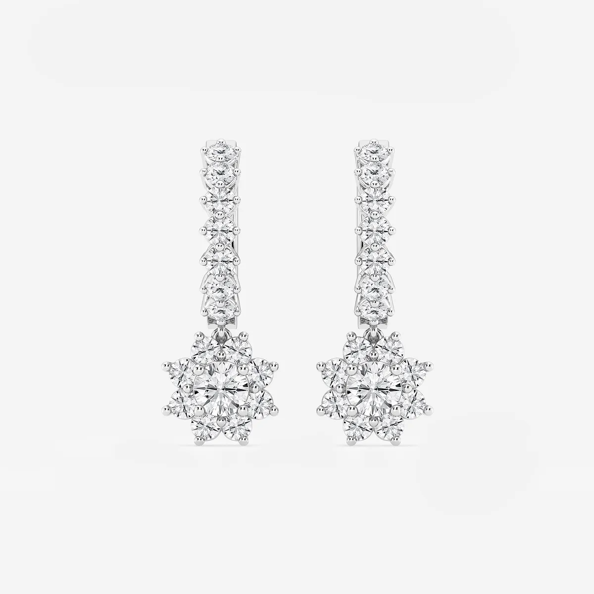 1 Lab Grown Diamond Sunflower Drop with Petite Hoop Earrings