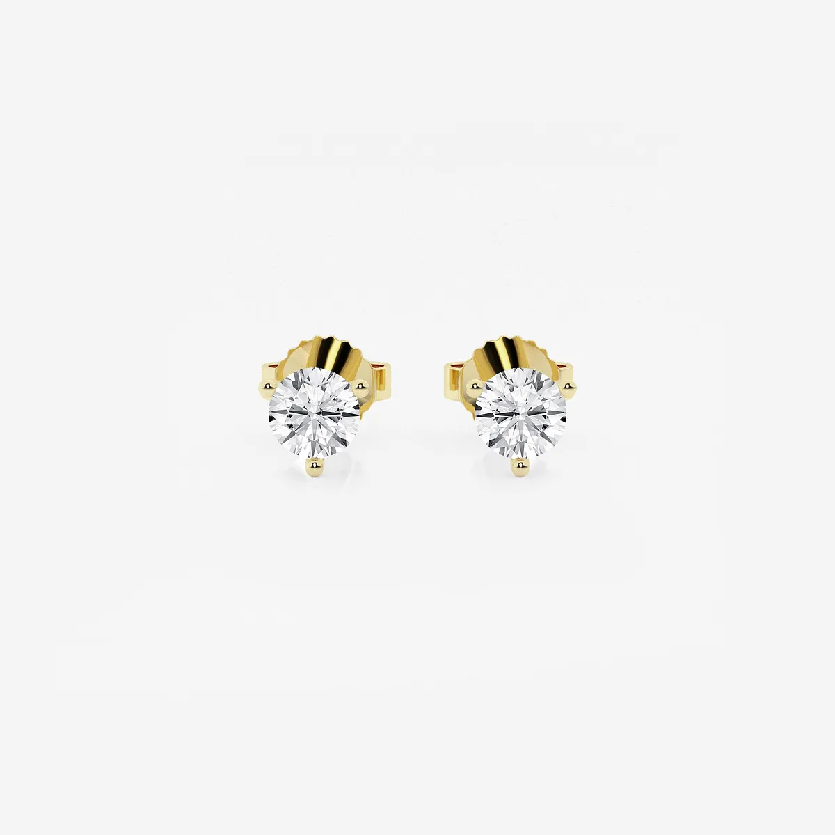 1 Colorless Lab Grown Diamond Three Prong Martini Stud Earrings, E