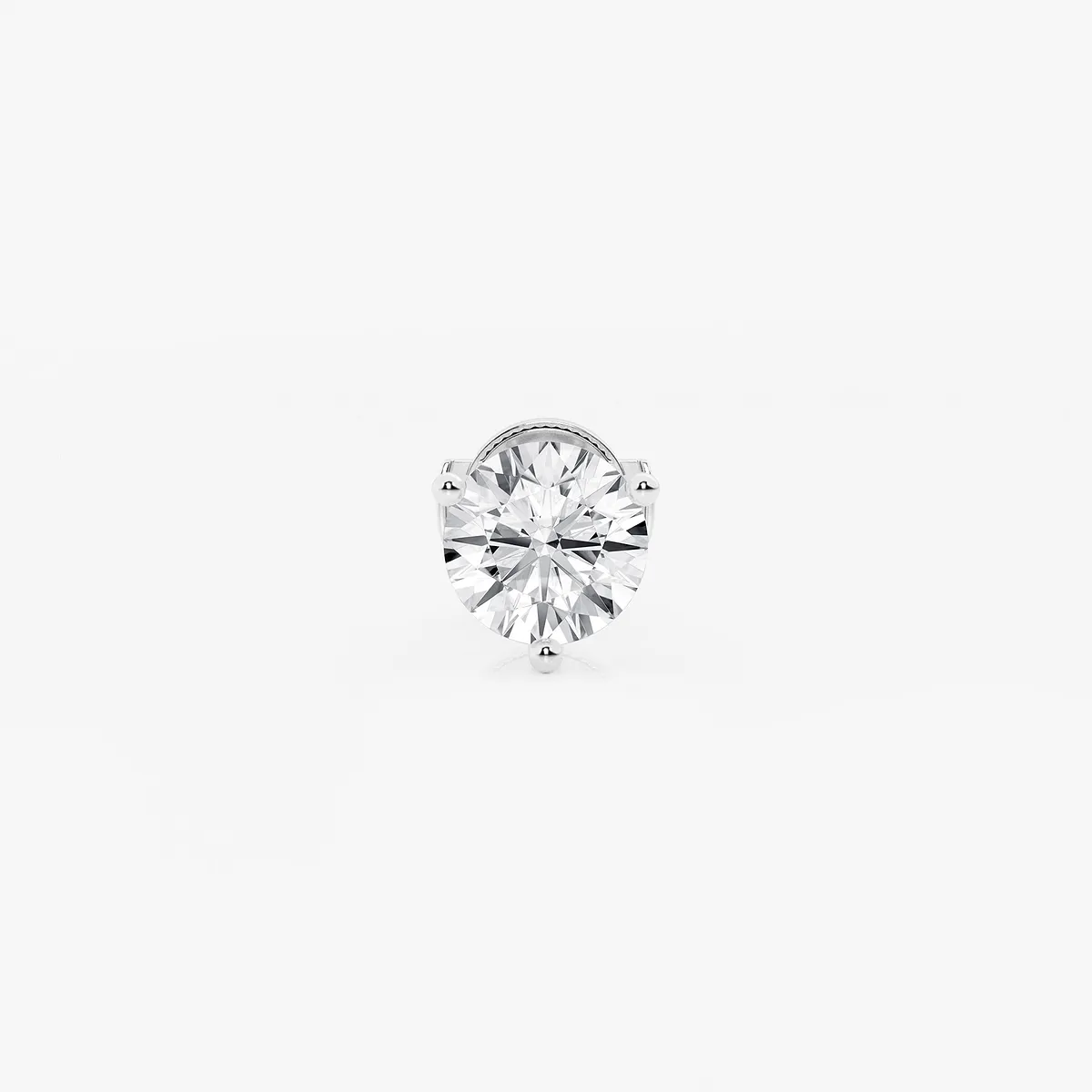 Colorless Lab Grown Diamond Three Prong Martini Single Stud Earring, E