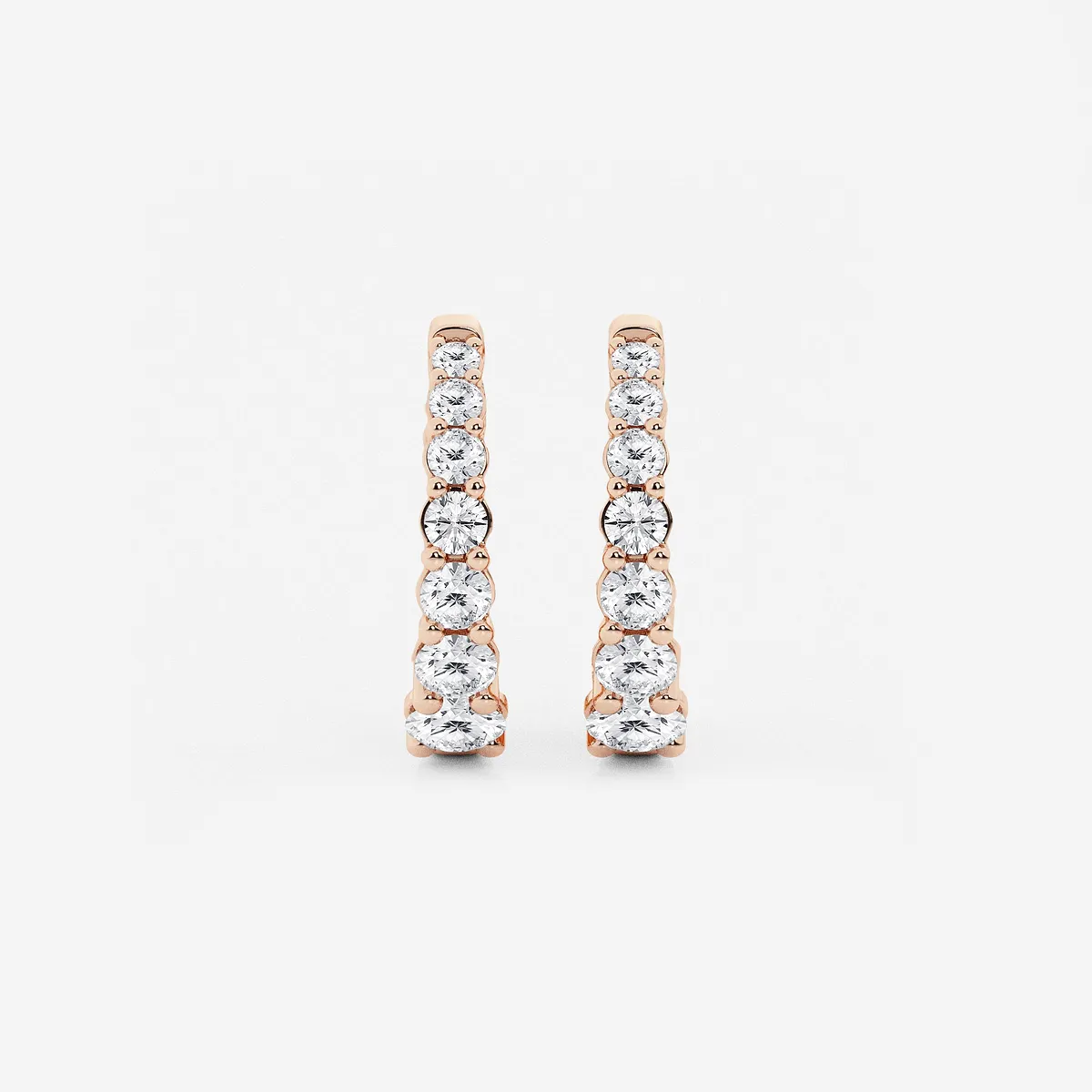 Lab Grown Diamond Graduated Inside Out Huggie Hoop Earrings