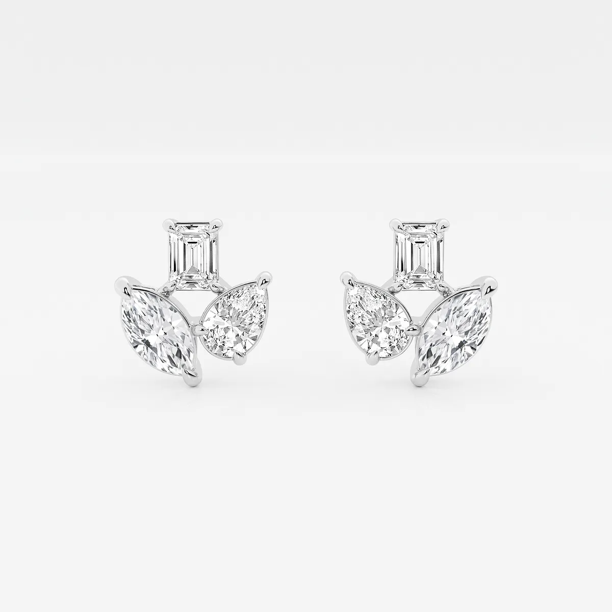 1 Mosaic Three Stone Fan Earrings