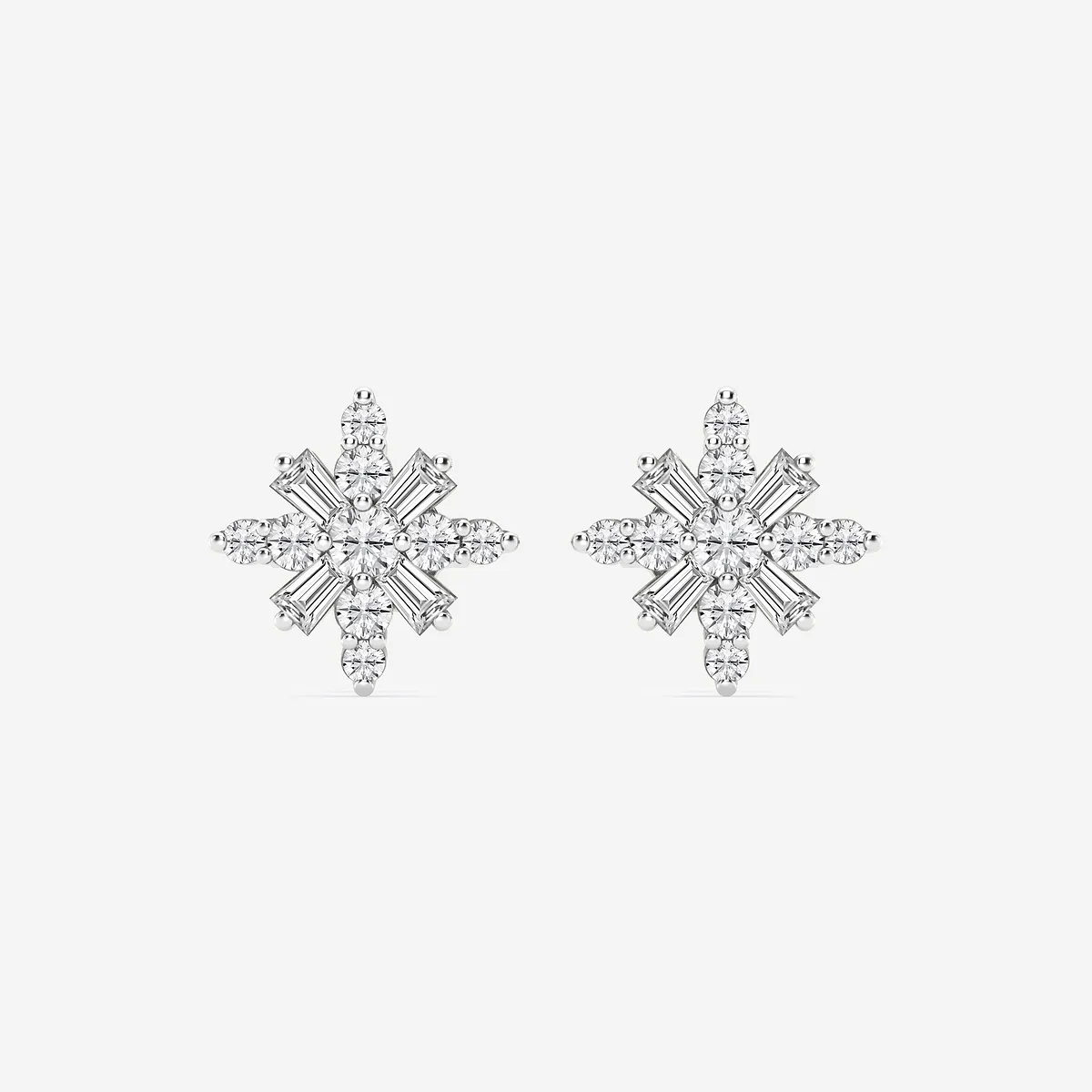 Lab Grown Diamond Snowflake Stud Earrings