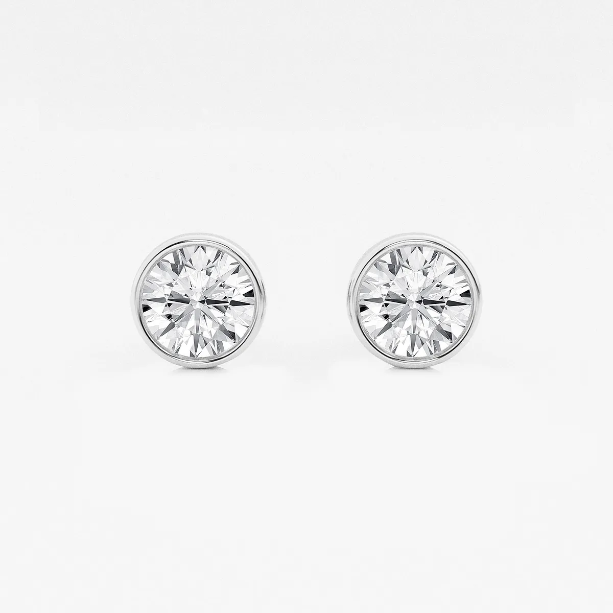 Lab Grown Diamond Bezel Set Solitaire Certified Stud Earrings, E