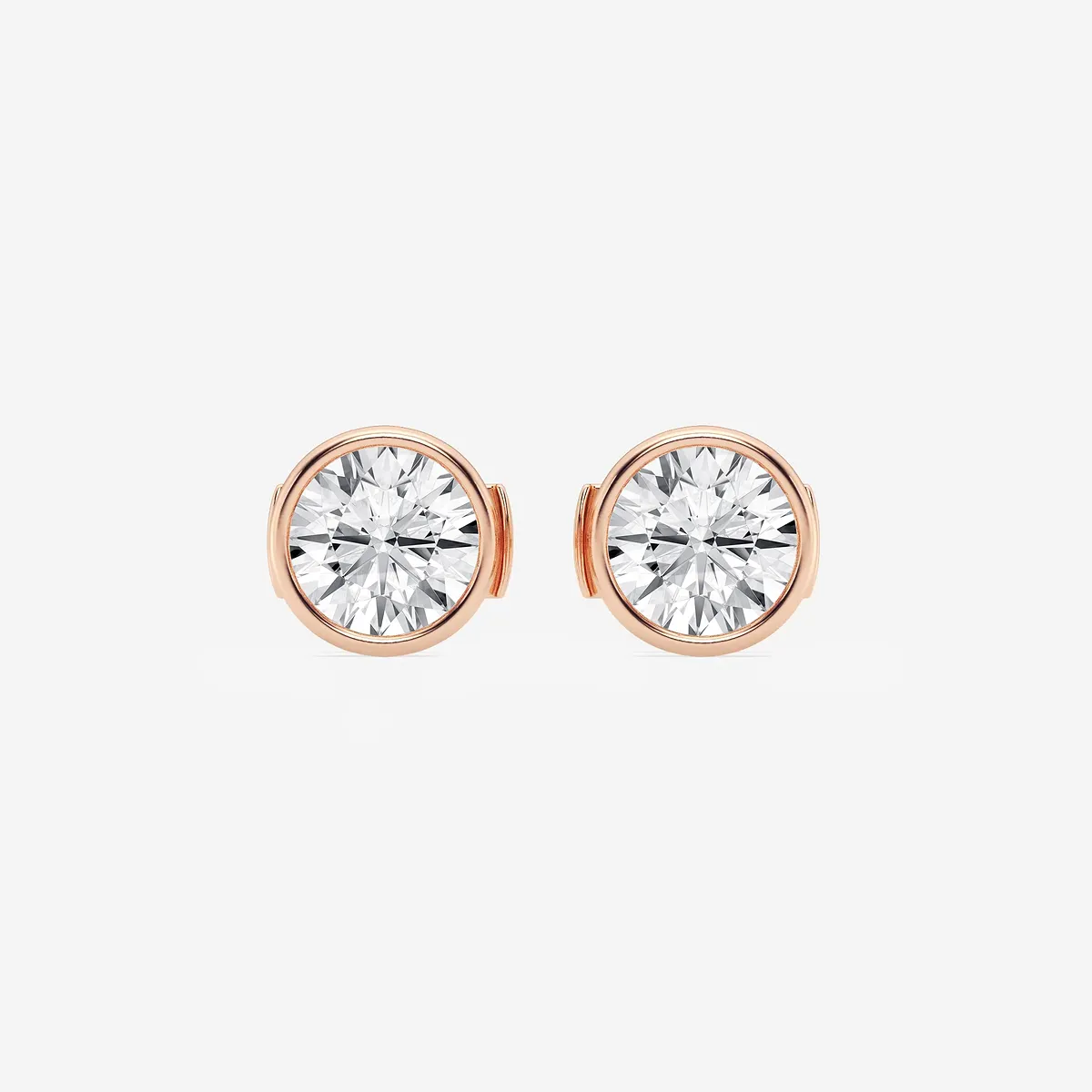 Lab Grown Diamond Bezel Set Filigree Solitaire Certified Stud Earrings, E