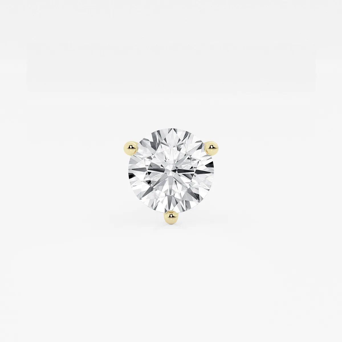 Colorless Lab Grown Diamond Three Prong Martini Single Stud Earring, E