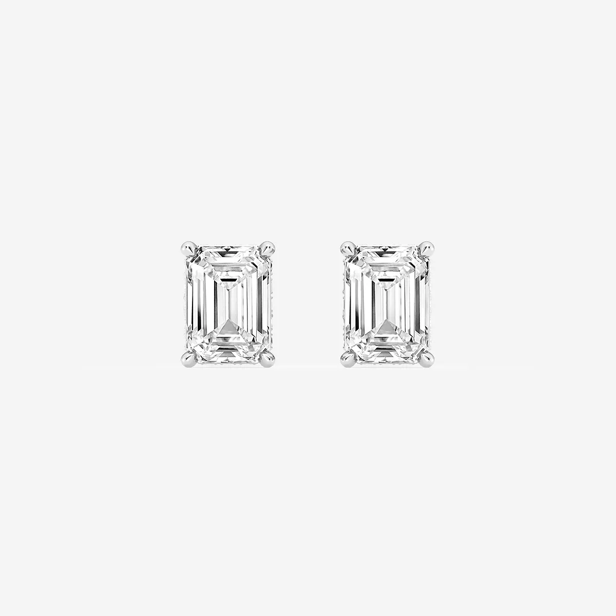 4 Lab Grown Diamond Hidden Halo Stud Earrings, E