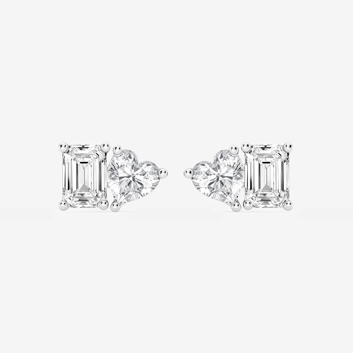 and Lab Grown Diamond Two Stone Stud Earrings