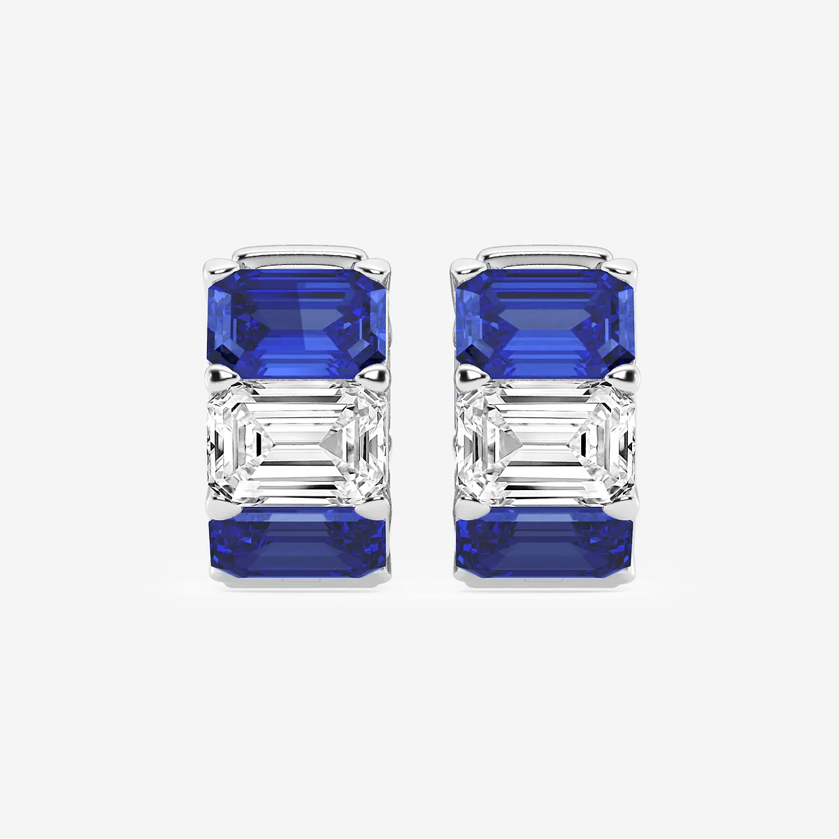 6.8x4.75 mm Cut Created Sapphire and Lab Grown Diamond Huggie Hoop Earrings