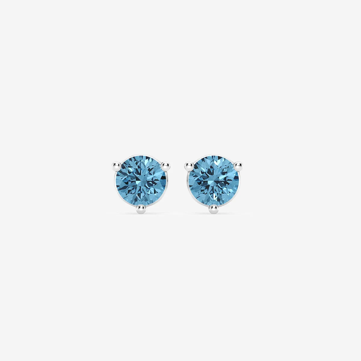 Lab Grown Diamond Three Prong Fancy Blue Stud Earrings
