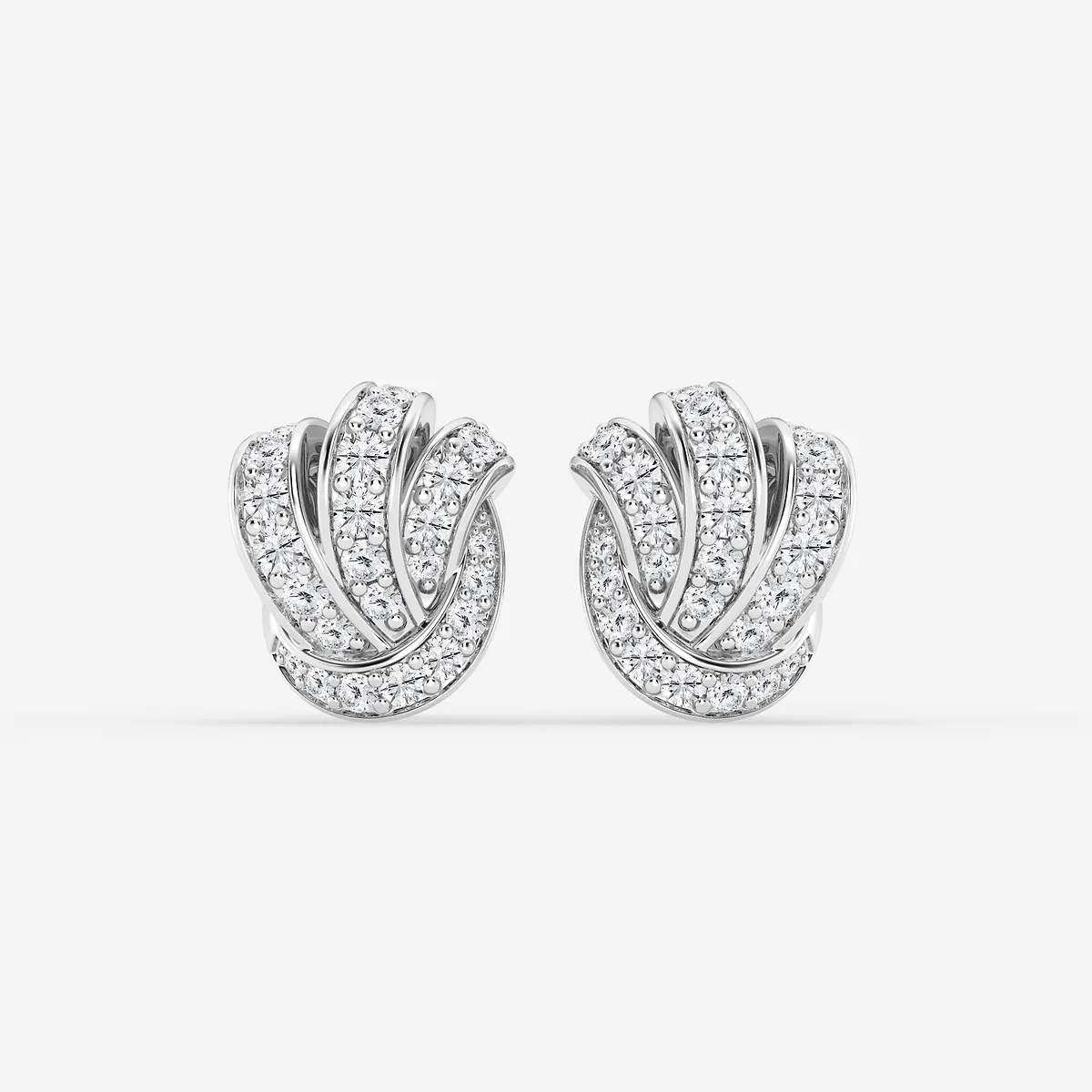 1 Lab Grown Diamond Pave Knot Stud Earrings