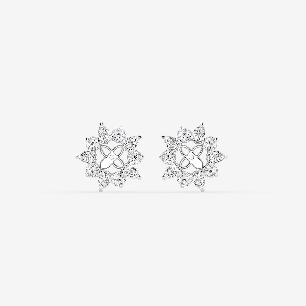 1 and Lab Grown Diamond Alternating Halo Earring Jackets
