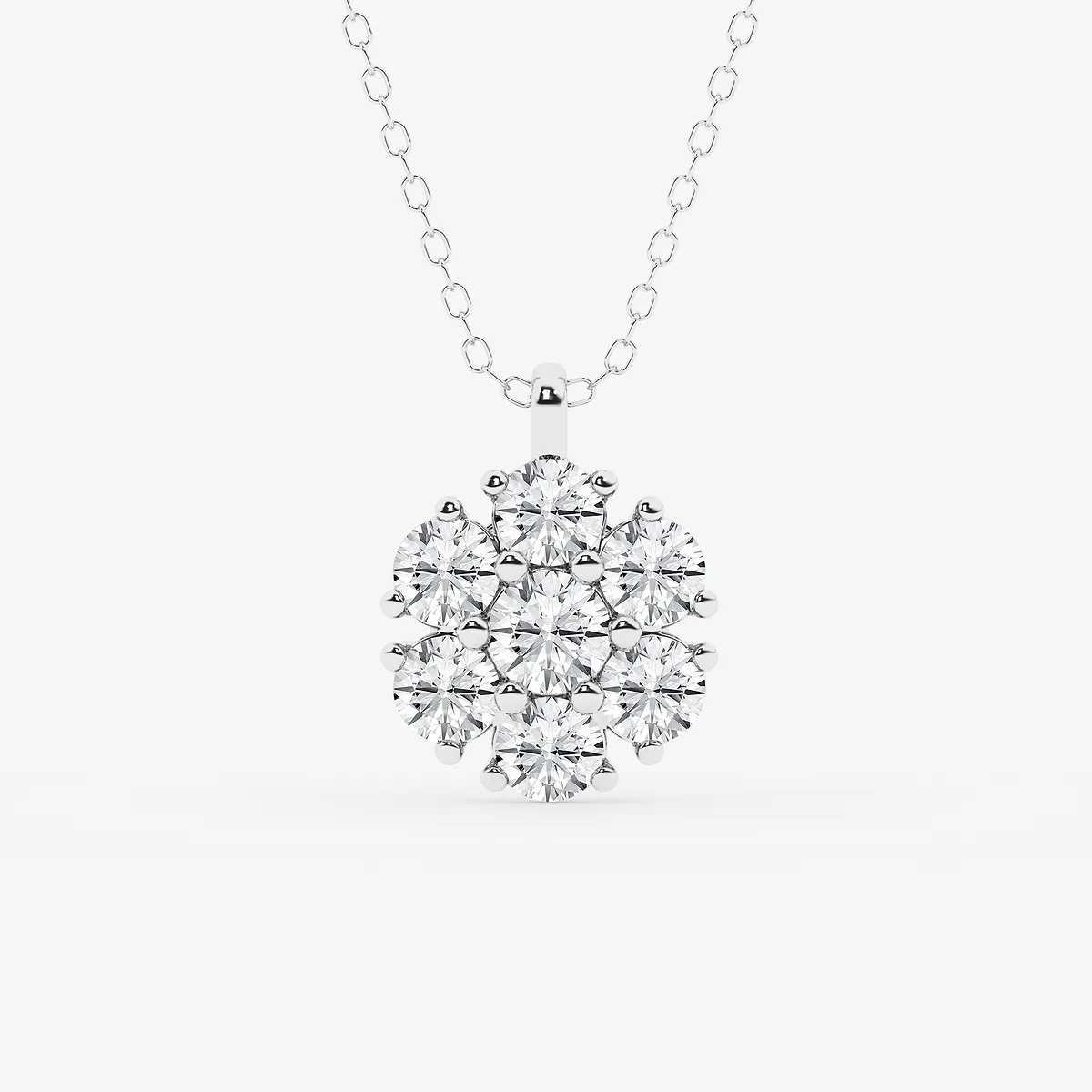 1 Lab Grown Diamond Floral Cluster Statement Pendant