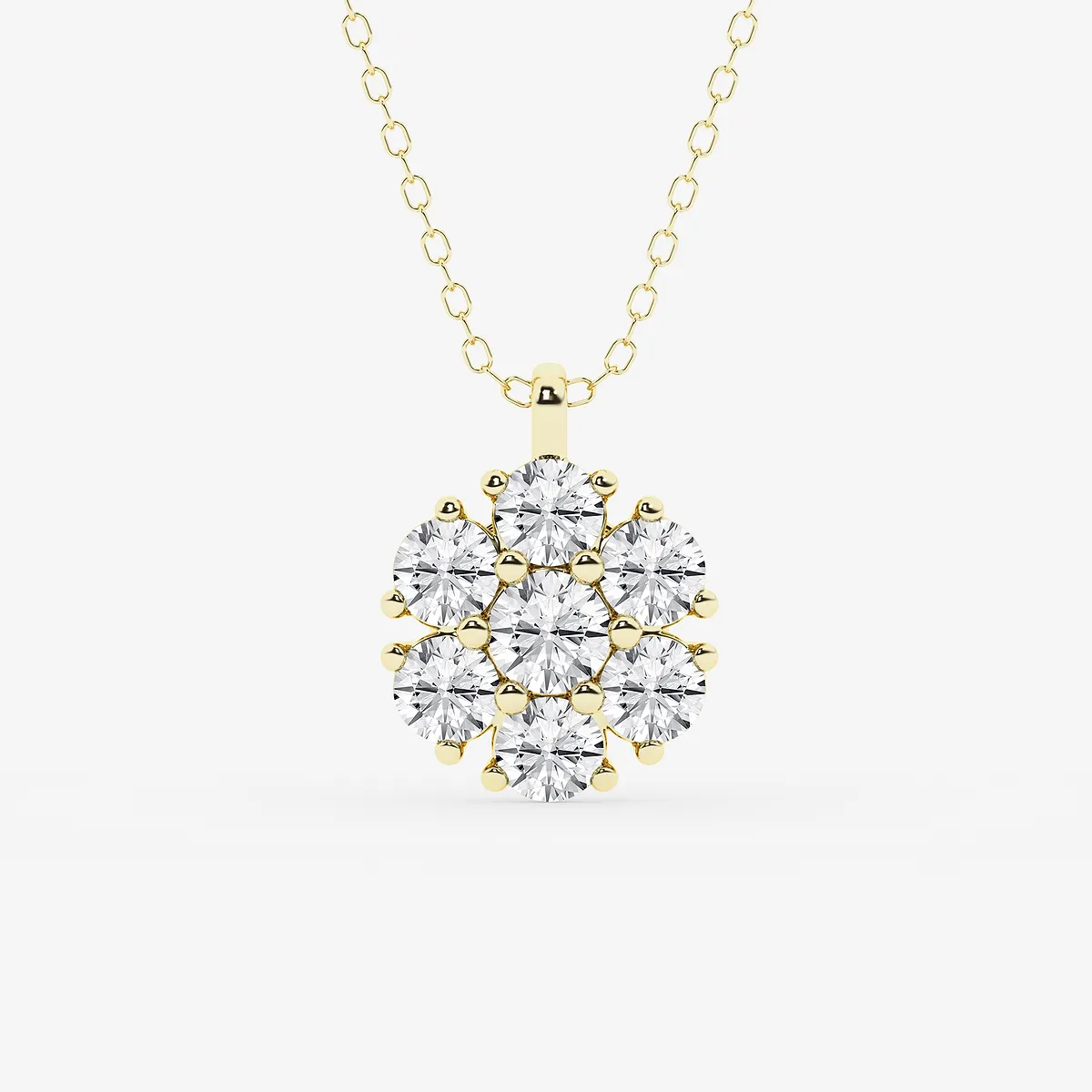 1 Lab Grown Diamond Floral Cluster Statement Pendant