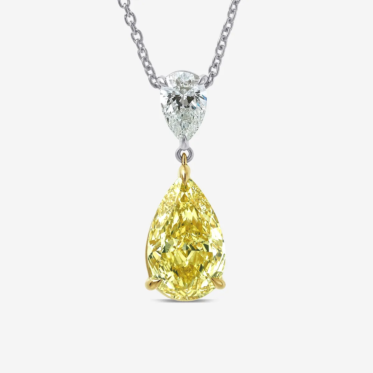 4 Fancy Yellow Lab Grown Diamond Two Stone Pendant Two-Tone White & Yellow Gold | Center