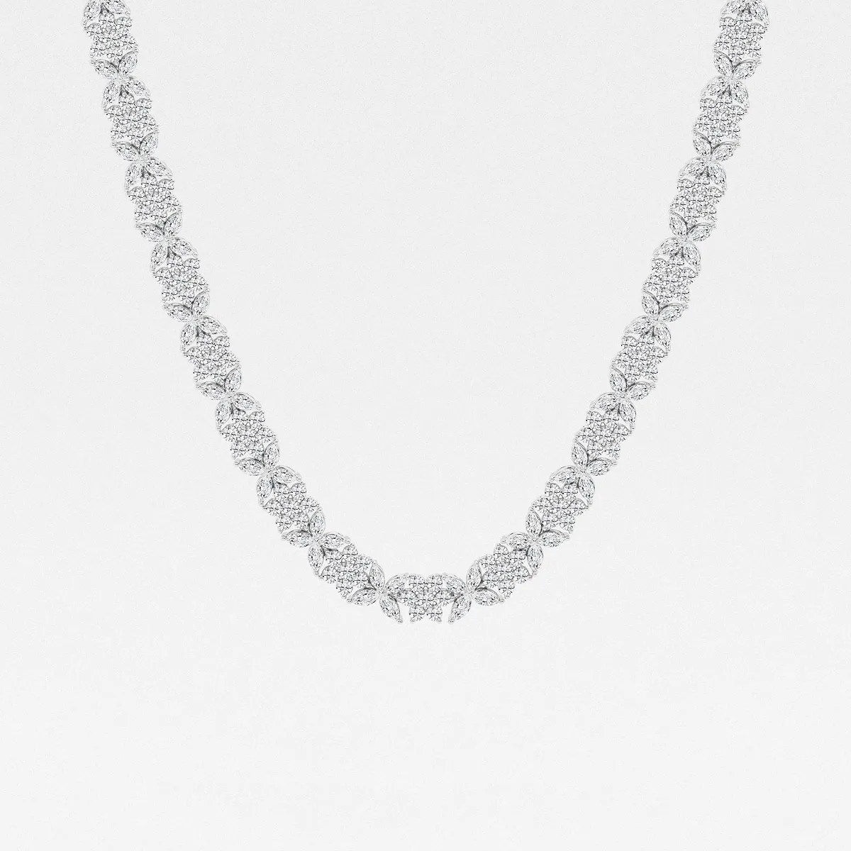 Lab Grown Diamond Floral Tennis Necklace