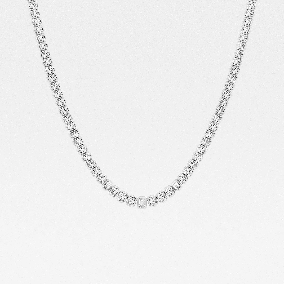 Lab Grown Diamond Graduated Bezel Set Tennis Necklace