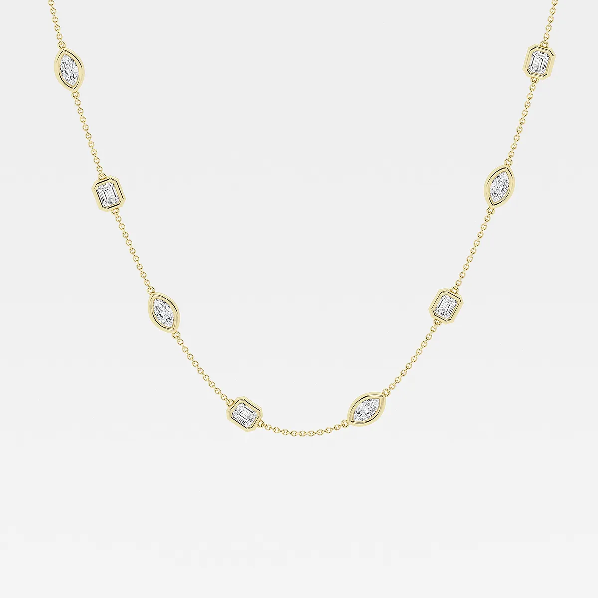 2 and Lab Grown Diamond Station Necklace