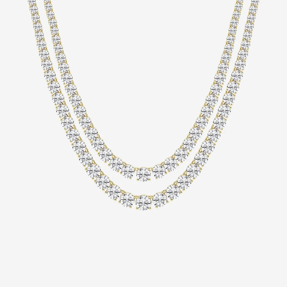Lab Grown Diamond Double Row Tennis Necklace