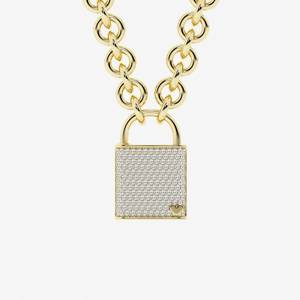 Tower 1 Lab Grown Diamond Pave Lock Pendant Sterling Silver