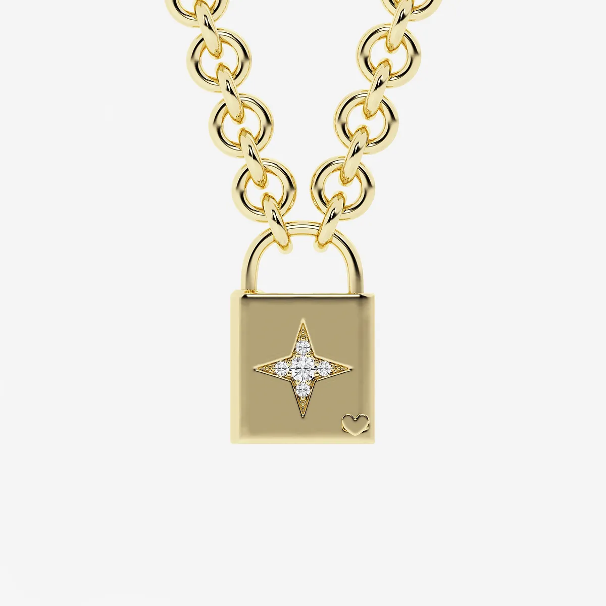 Alcantara Lab Grown Diamond Shooting Star Lock Pendant SS with Plating, | Center
